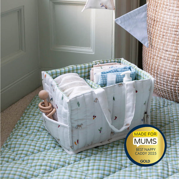 Quilted Nappy Caddy Organiser (Little Farm)