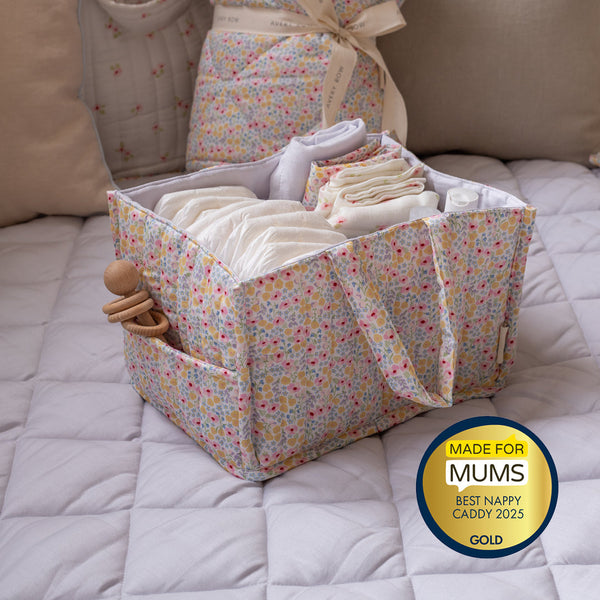 Quilted Nappy Caddy Organiser (Wildflower Garden)