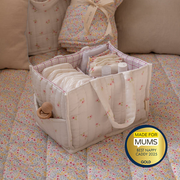 Quilted Nappy Caddy Organiser (Anemone)