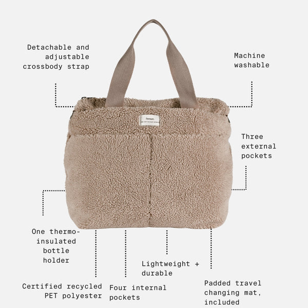 Sigrid Eco Borg Changing Bag With Changing Mat (Beige)
