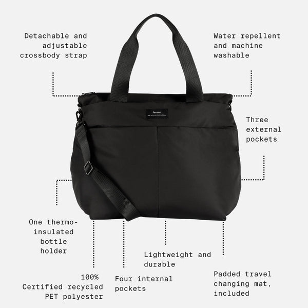 Sigrid Eco Changing Bag With Changing Mat (Black)