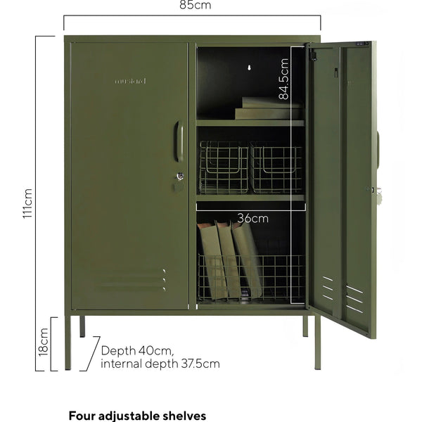 The Midi Double Door Locker Cabinet (Olive)