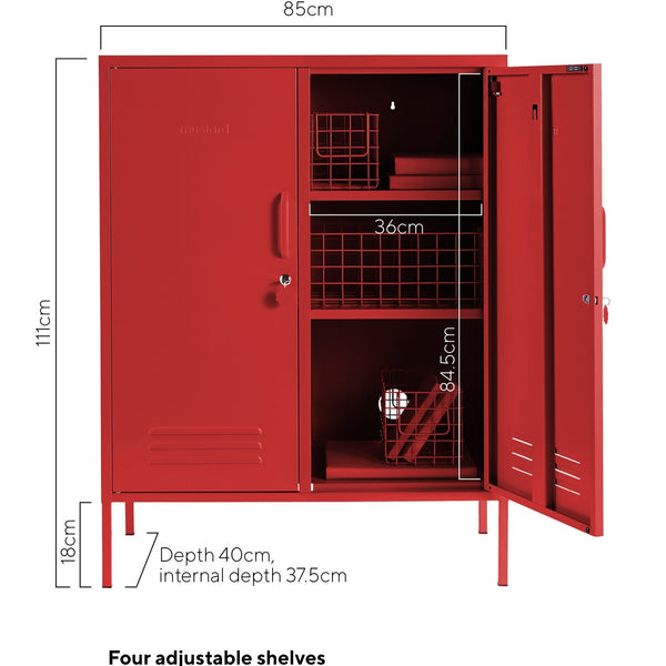 The Midi Double Door Locker Cabinet (Poppy)