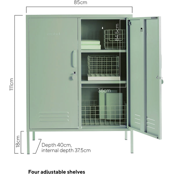 The Midi Double Door Locker Cabinet (Sage)