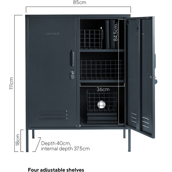 The Midi Double Door Locker Cabinet (Slate)