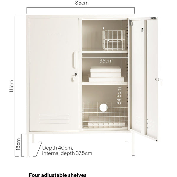 The Midi Double Door Locker Cabinet (Chalk)