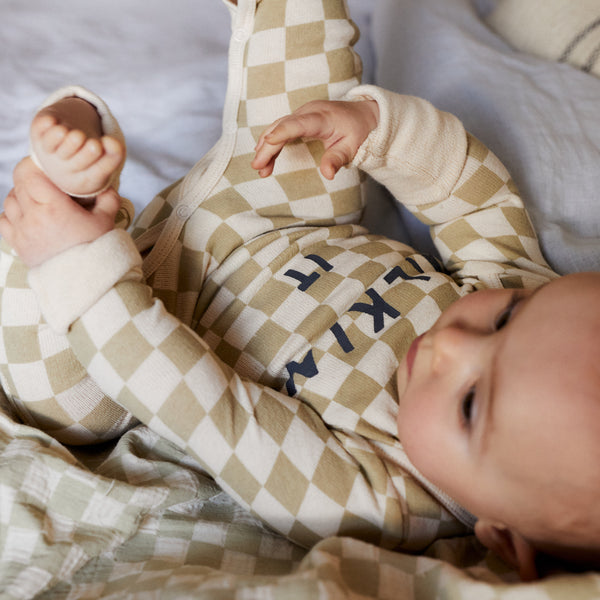 Milking It Checkerboard Baby Onesie (Taupe)