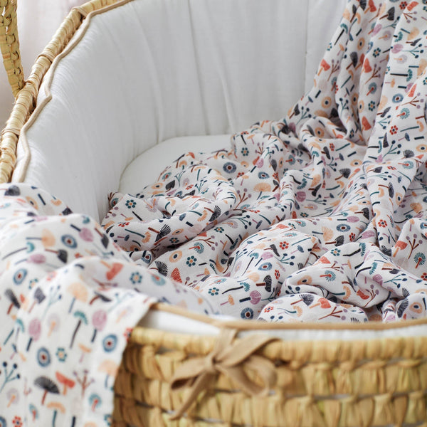 Molly Meadow Floral Print Organic Cotton Muslin Swaddle Blanket