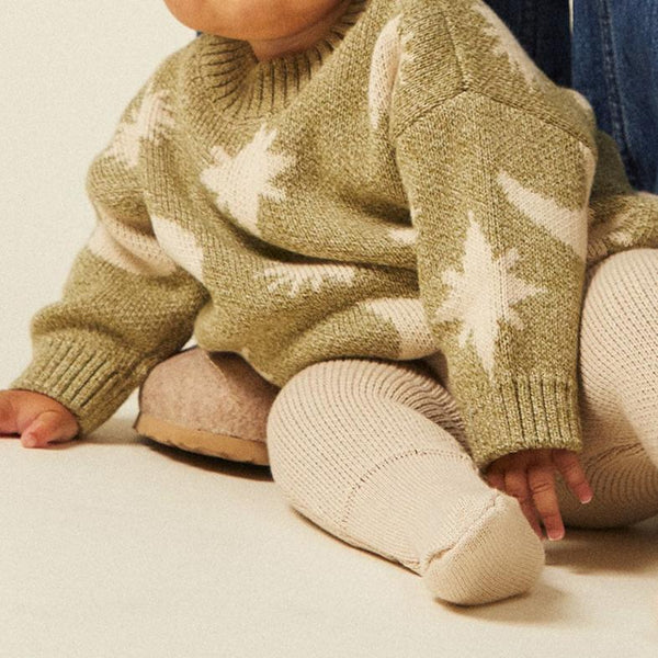 Cozmo Moon and Stars Intarsia Knit Sweater (Matcha)