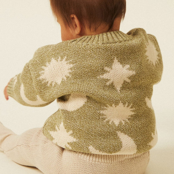 Cozmo Moon and Stars Intarsia Knit Sweater (Matcha)