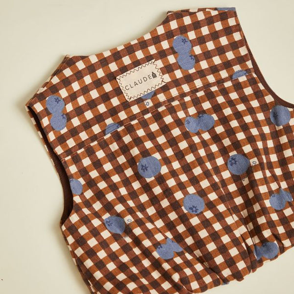 Rumi Blueberry Gingham Cotton Gilet