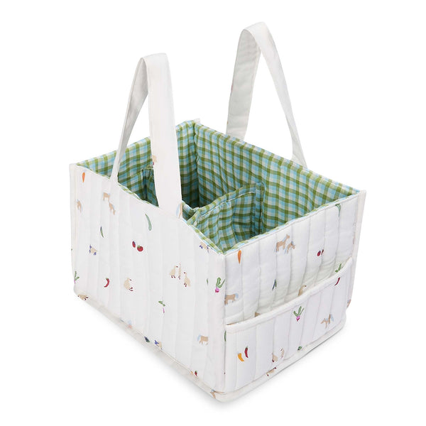 Quilted Nappy Caddy Organiser (Little Farm)