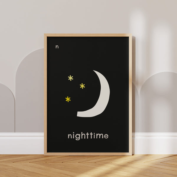 N for Nighttime- Alphabet Art Print