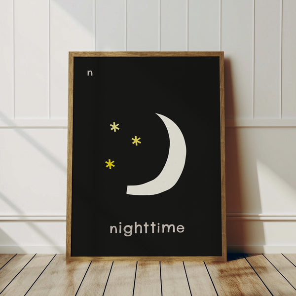 N for Nighttime- Alphabet Art Print