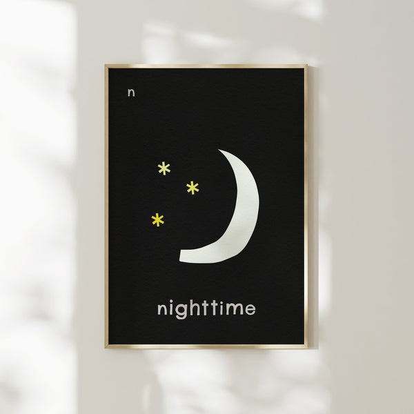 N for Nighttime- Alphabet Art Print