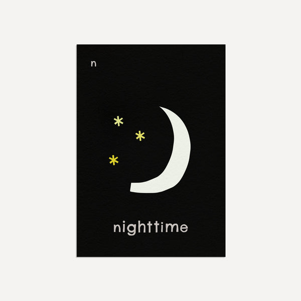 N for Nighttime- Alphabet Art Print