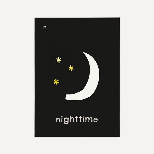 N for Nighttime- Alphabet Art Print