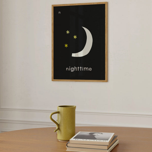 N for Nighttime- Alphabet Art Print