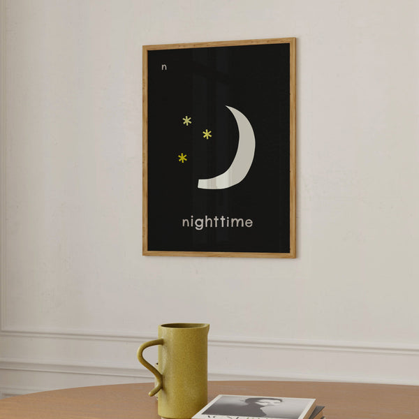 N for Nighttime- Alphabet Art Print