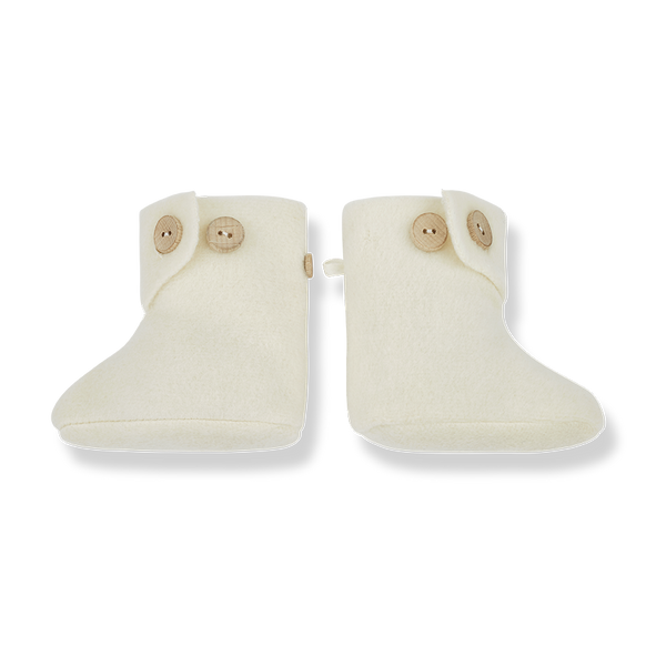 Noemie Buttoned Baby Sock Booties (Ecru)
