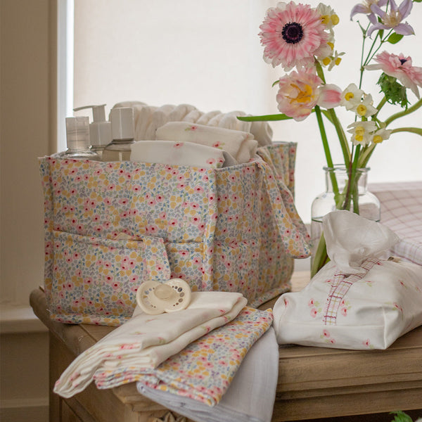 Quilted Nappy Caddy Organiser (Wildflower Garden)