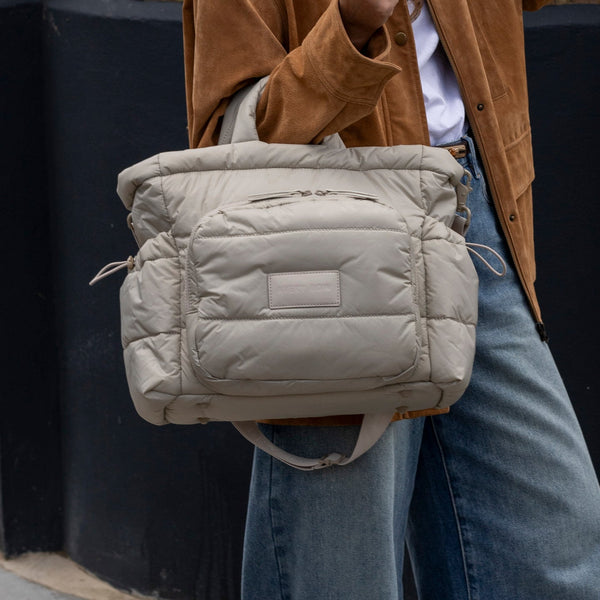 Baby Changing Tote Bag with Stroller Clips, Mat + Pouch (Oyster)