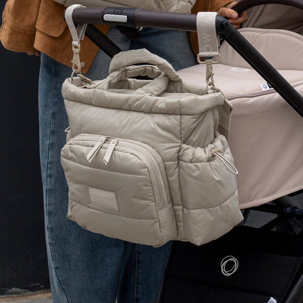 Baby Changing Tote Bag with Stroller Clips, Mat + Pouch (Oyster)