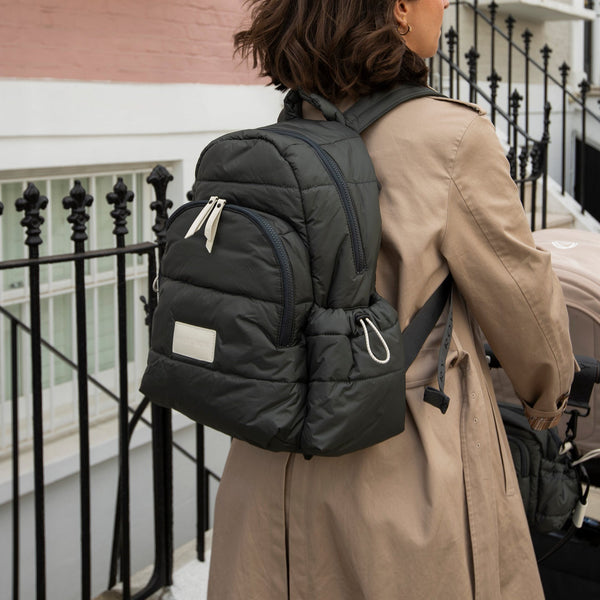 Baby Changing Backpack with Stroller Clips, Mat + Pouch (Soft Black)