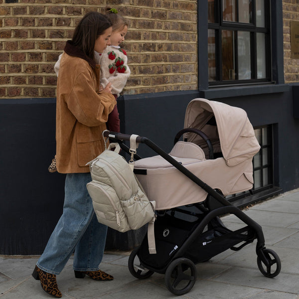 Baby Changing Backpack with Stroller Clips, Mat + Pouch (Oyster)