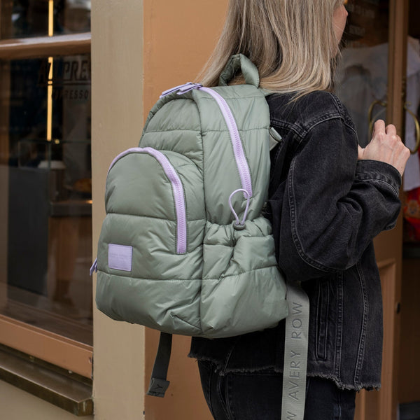 Baby Changing Backpack with Stroller Clips, Mat + Pouch (Olive)