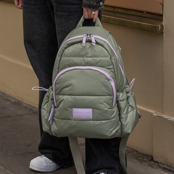 Baby Changing Backpack with Stroller Clips, Mat + Pouch (Olive)