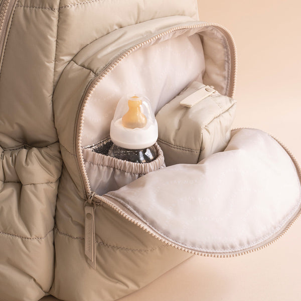 Baby Changing Backpack with Stroller Clips, Mat + Pouch (Oyster)