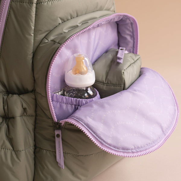 Baby Changing Backpack with Stroller Clips, Mat + Pouch (Olive)