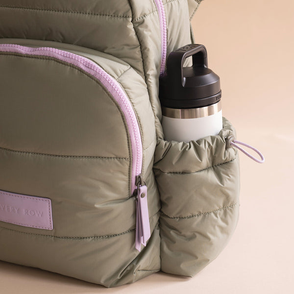 Baby Changing Backpack with Stroller Clips, Mat + Pouch (Olive)