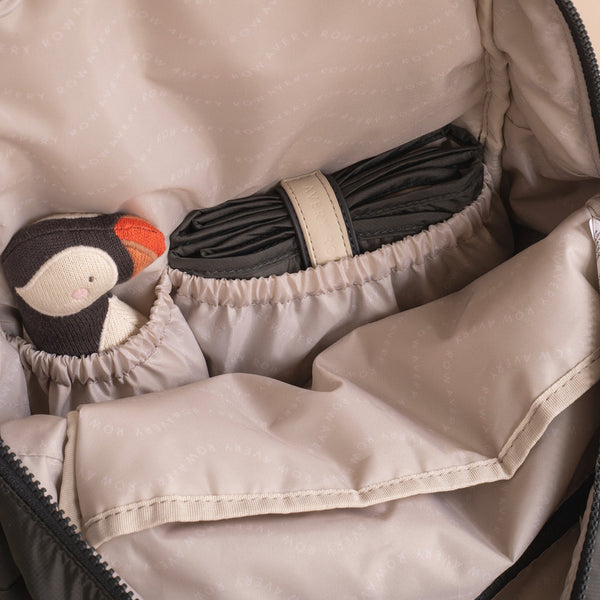 Baby Changing Backpack with Stroller Clips, Mat + Pouch (Soft Black)