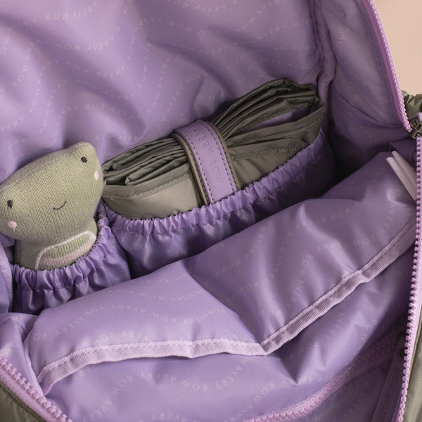 Baby Changing Backpack with Stroller Clips, Mat + Pouch (Olive)