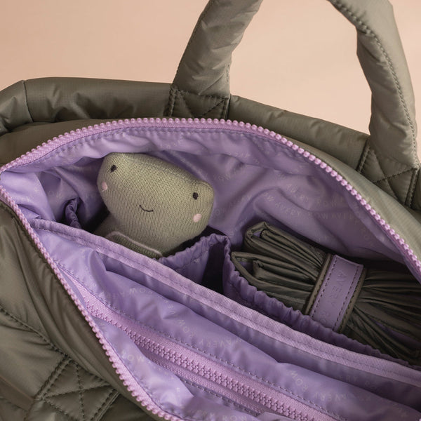 Baby Changing Tote Bag with Stroller Clips, Mat + Pouch (Olive)