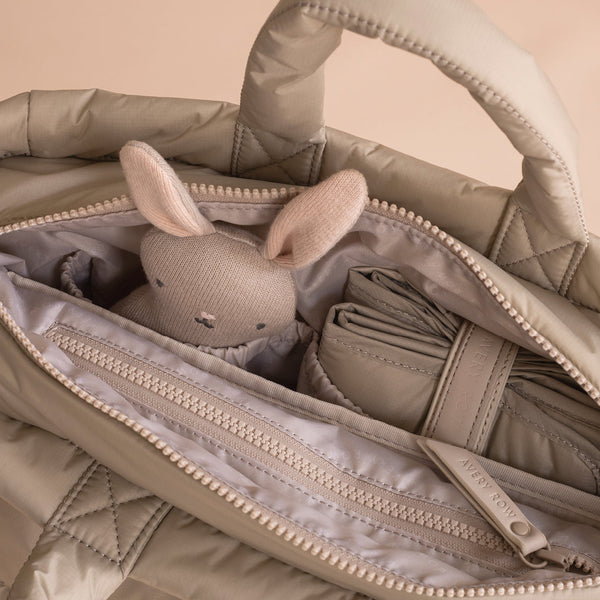 Baby Changing Tote Bag with Stroller Clips, Mat + Pouch (Oyster)