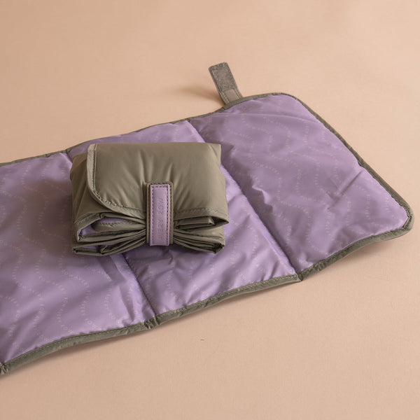 Baby Changing Tote Bag with Stroller Clips, Mat + Pouch (Olive)