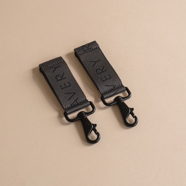Pram Stroller Clips for Changing Bags (Soft Black)