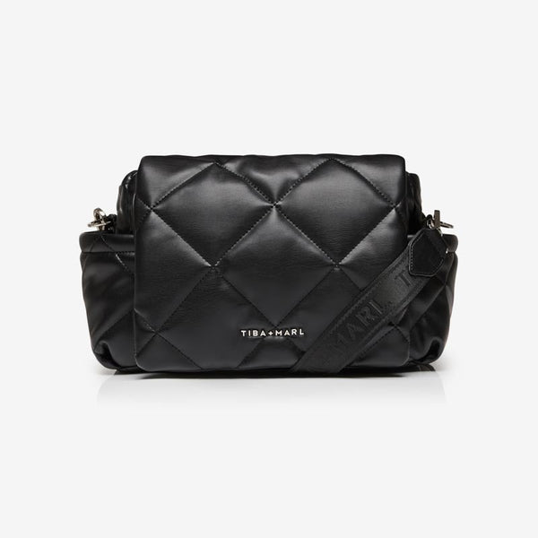 Nova Eco Compact Cross-Body Faux Leather Quilted Changing Bag (Black)