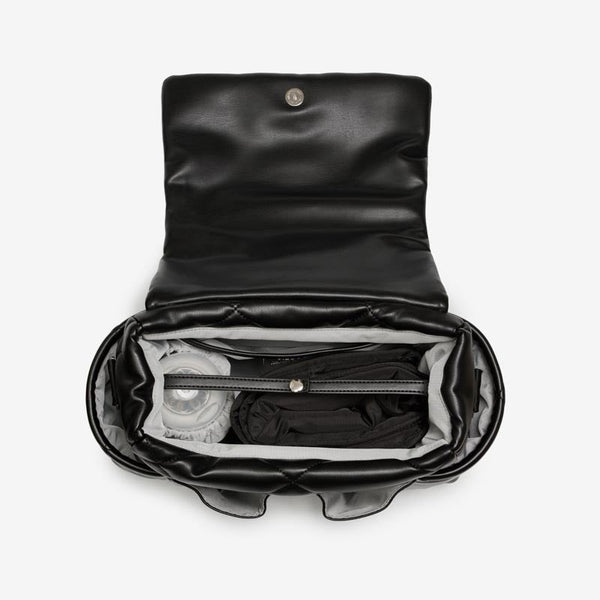 Nova Eco Compact Cross-Body Faux Leather Quilted Changing Bag (Black)