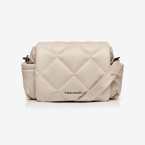 Nova Eco Compact Cross-Body Faux Leather Quilted Changing Bag (Oyster)