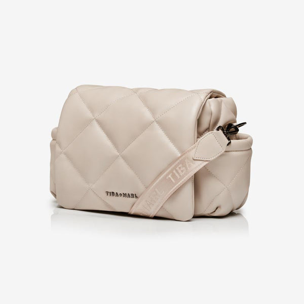 Nova Eco Compact Cross-Body Faux Leather Quilted Changing Bag (Oyster)
