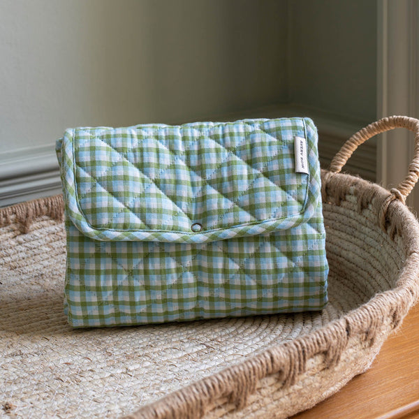 Cotton Travel Baby Changing Mat (Greenhouse Gingham)