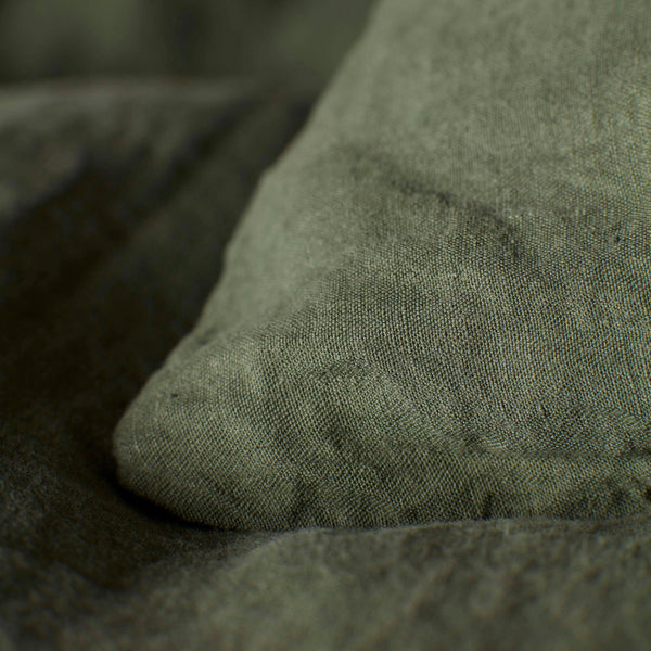 Olive Green Pure Linen Housewife Pillowcase