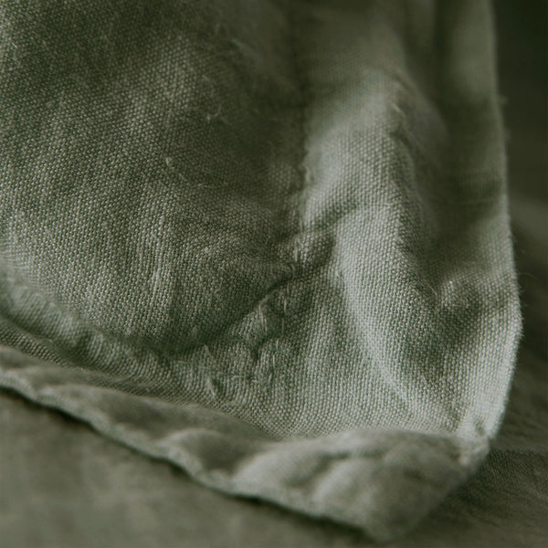 Olive Green Pure Linen Oxford Pillowcase