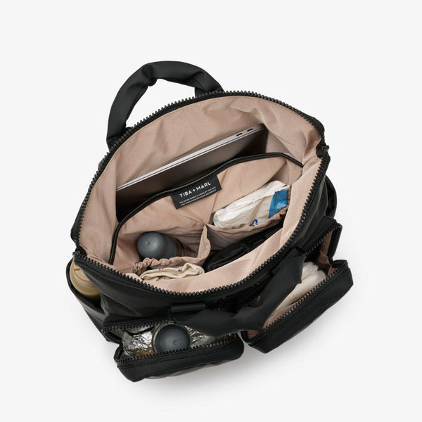 Ozzy Baby Change Tote and 2.0 Backpack (Matte Black)