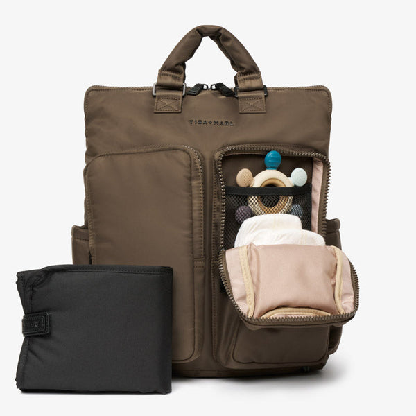 Ozzy Baby Change Tote and 2.0 Backpack (Chocolate)