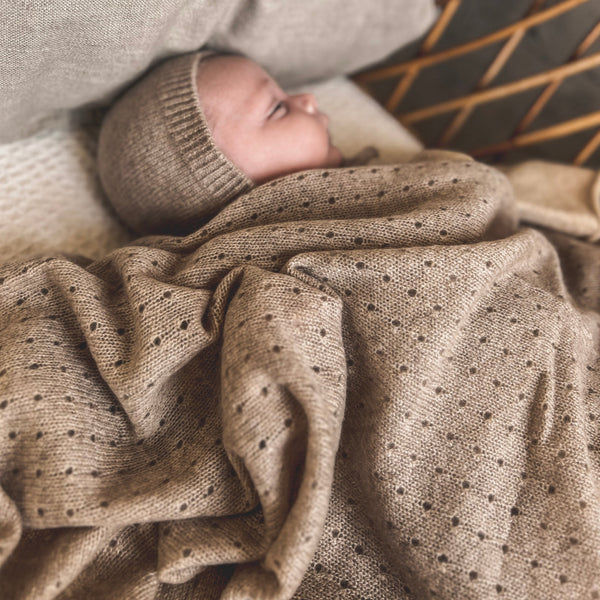 Marl Premium Pointelle Cashmere Baby Blanket (Oatmeal)